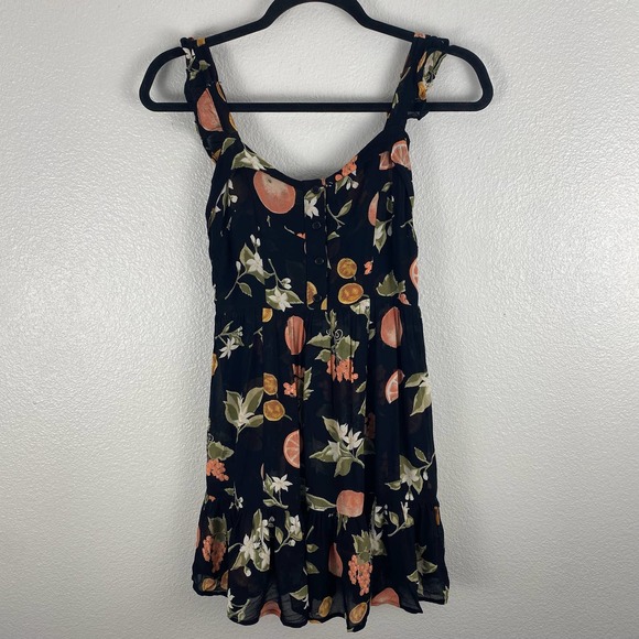 Reformation Beth Black Viscose Fruity Print Mini Dress - Picture 2 of 8